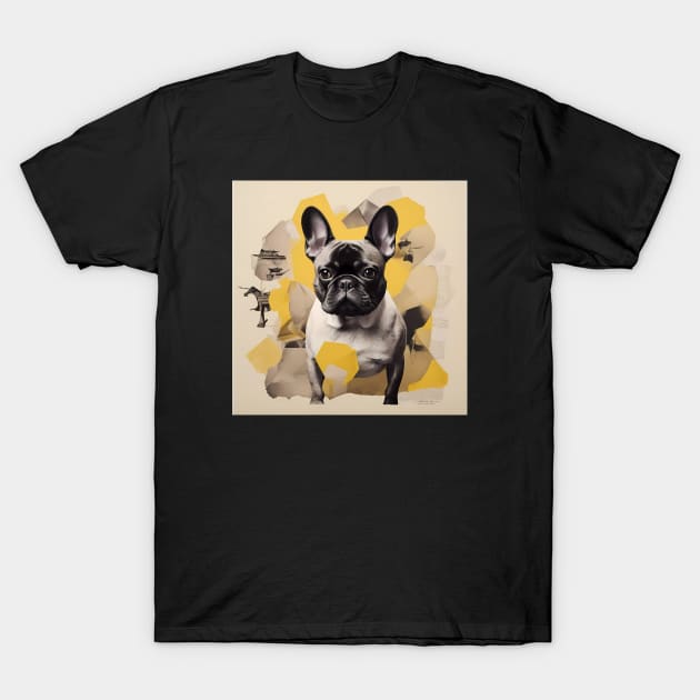 Risograph Style Yellow Brown French Bulldog T-Shirt by CandyApparel